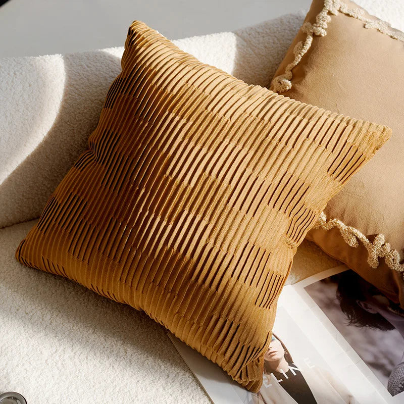 Housse de coussin décorative de 45 × 45 cm aux motifs géométriques et végétaux
