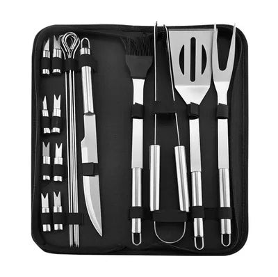 Juego de 18 piezas - Herramientas de BBQ de acero inoxidable