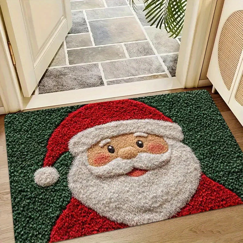 Kerstmat van 60 × 40 cm met afbeeldingen van de kerstman, rendieren en sparren