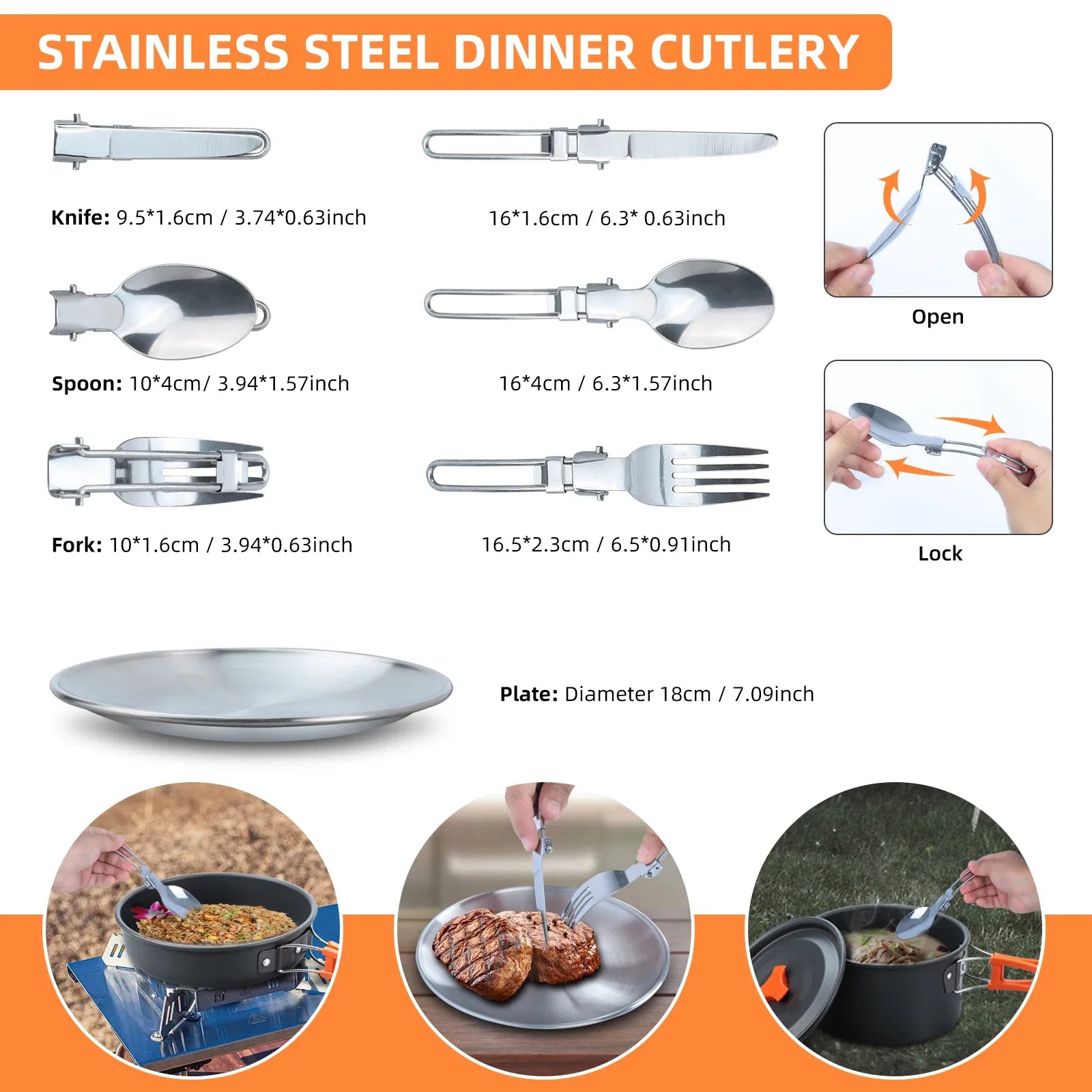 CampFire Cuisine - Juego de utensilios y vajilla de camping de 17 piezas