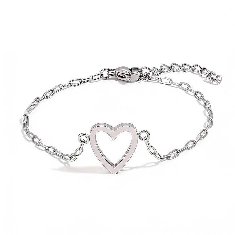 Bracelets assortis en forme de cœur pour couple, en acier inoxydable