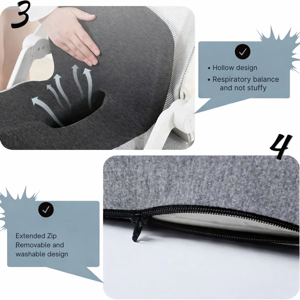 Cojín de Asiento Ergonómico de Espuma Viscoelástica Antideslizante