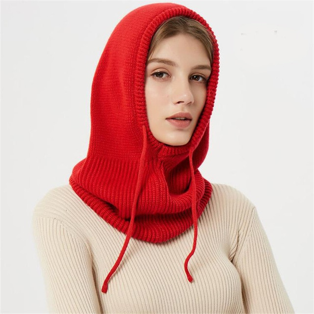 Gorro Bufanda de Punto con Capucha para Invierno