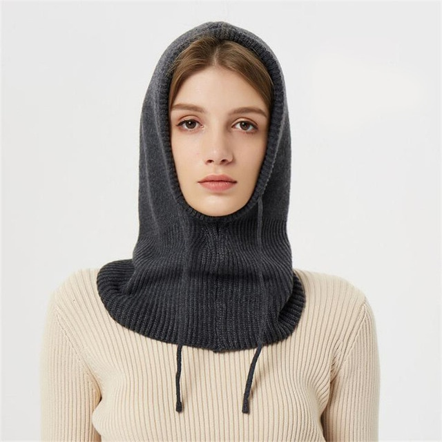 Gorro Bufanda de Punto con Capucha para Invierno