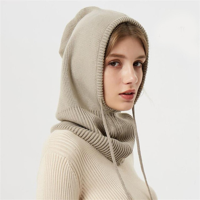 Gorro Bufanda de Punto con Capucha para Invierno