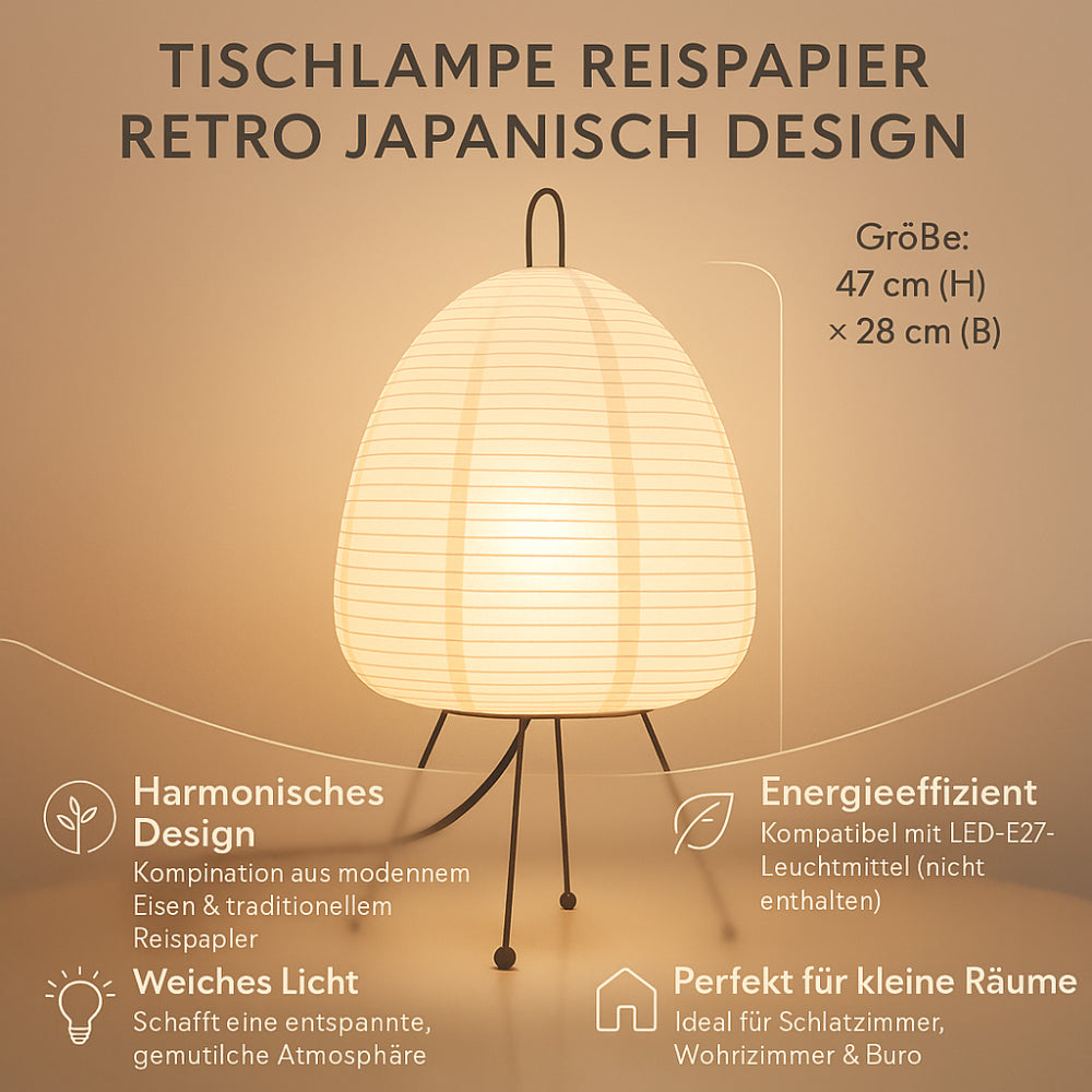 Lámpara de mesa de papel de arroz diseño retro japonés
