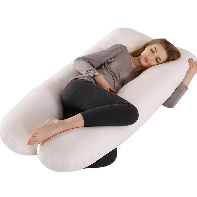 U-vormig lichaamskussen van 130 × 70 cm met wasbare hoes