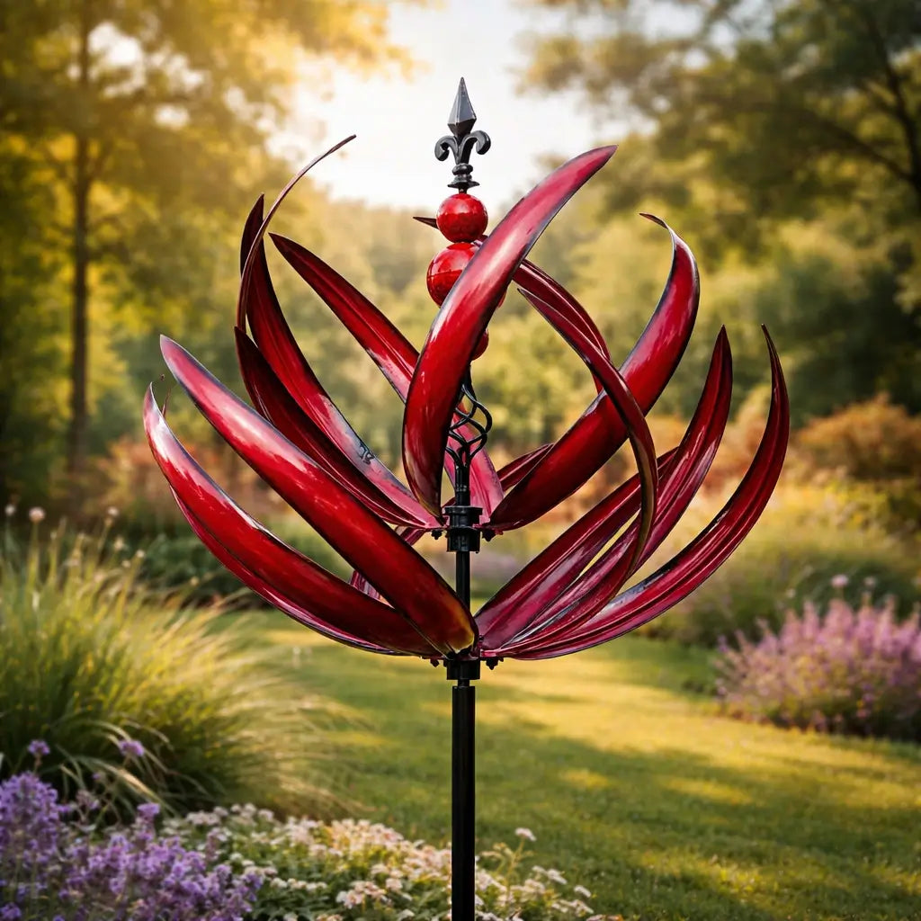 Espiral de Viento Decorativa de Metal en Forma de Loto Resistente al Óxido