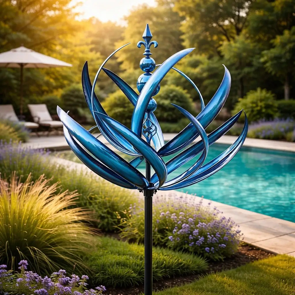 Espiral de Viento Decorativa de Metal en Forma de Loto Resistente al Óxido