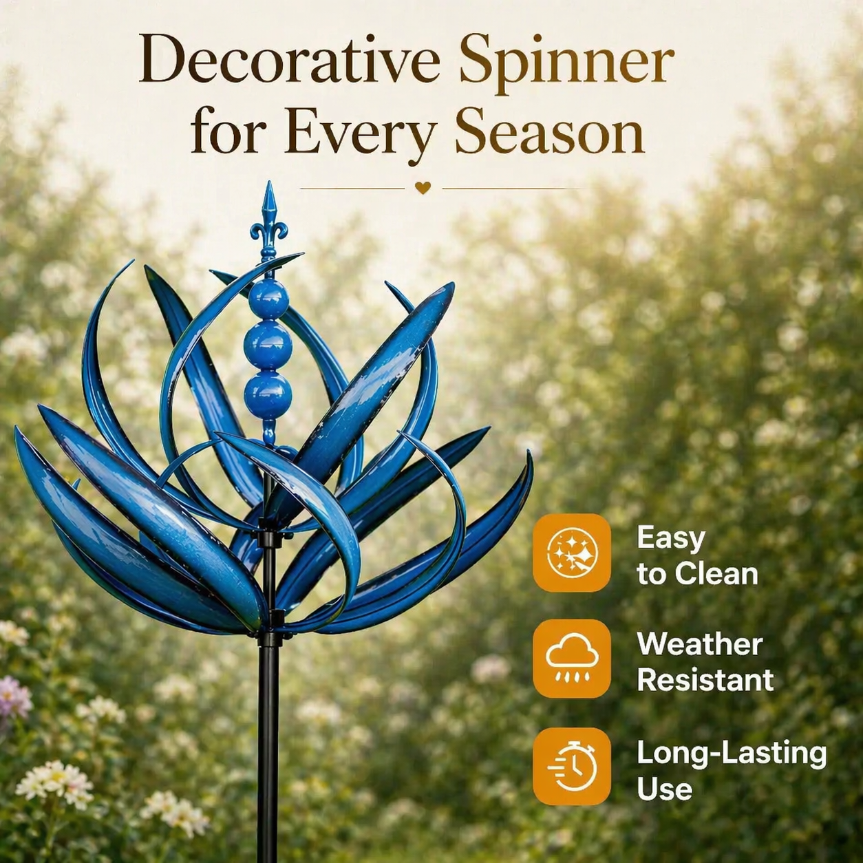 Espiral de Viento Decorativa de Metal en Forma de Loto Resistente al Óxido