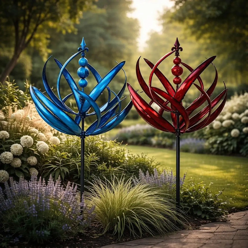 Espiral de Viento Decorativa de Metal en Forma de Loto Resistente al Óxido