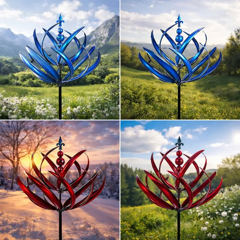 Espiral de Viento Decorativa de Metal en Forma de Loto Resistente al Óxido