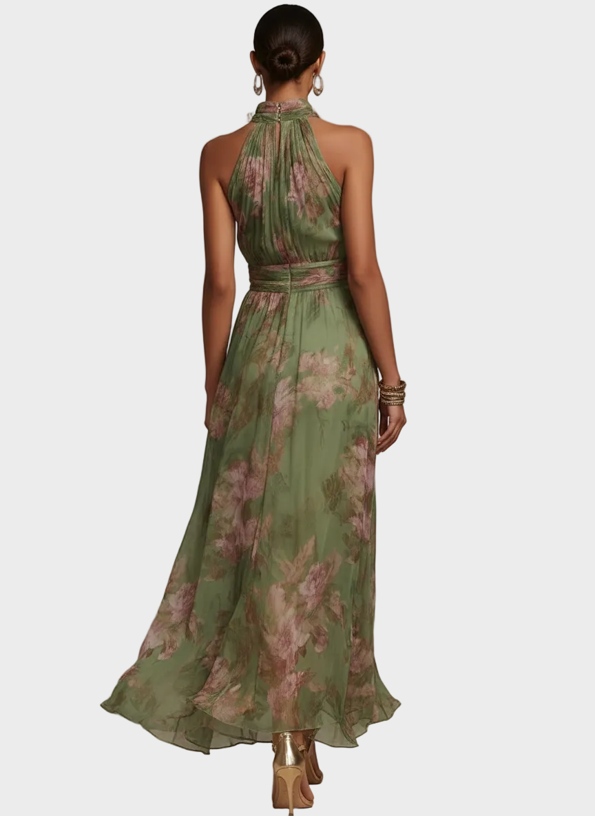 Vestido Maxi Halter para Mujer | Estampado Floral