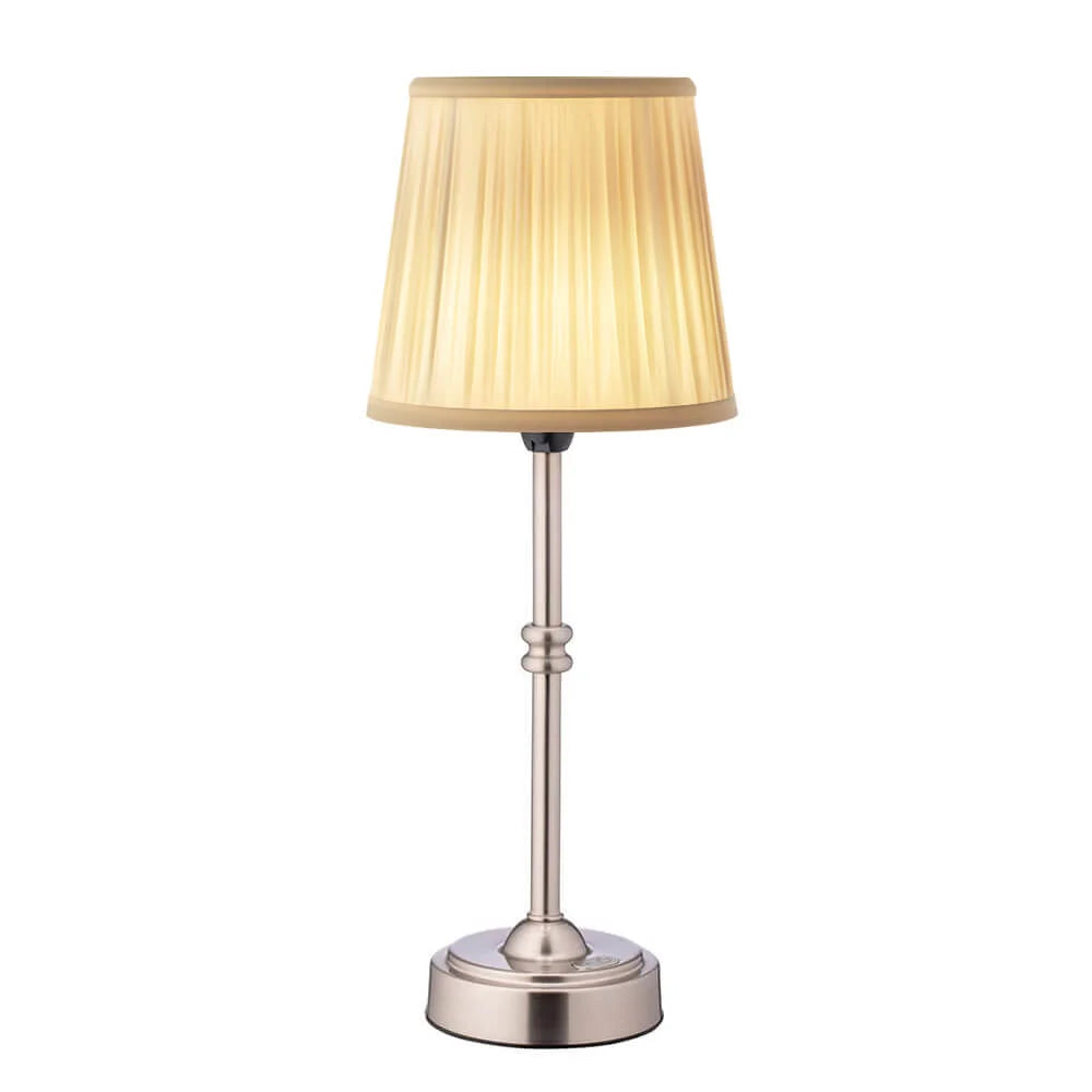 Lámpara de Mesa LED con Pantalla de Tela Inalámbrica