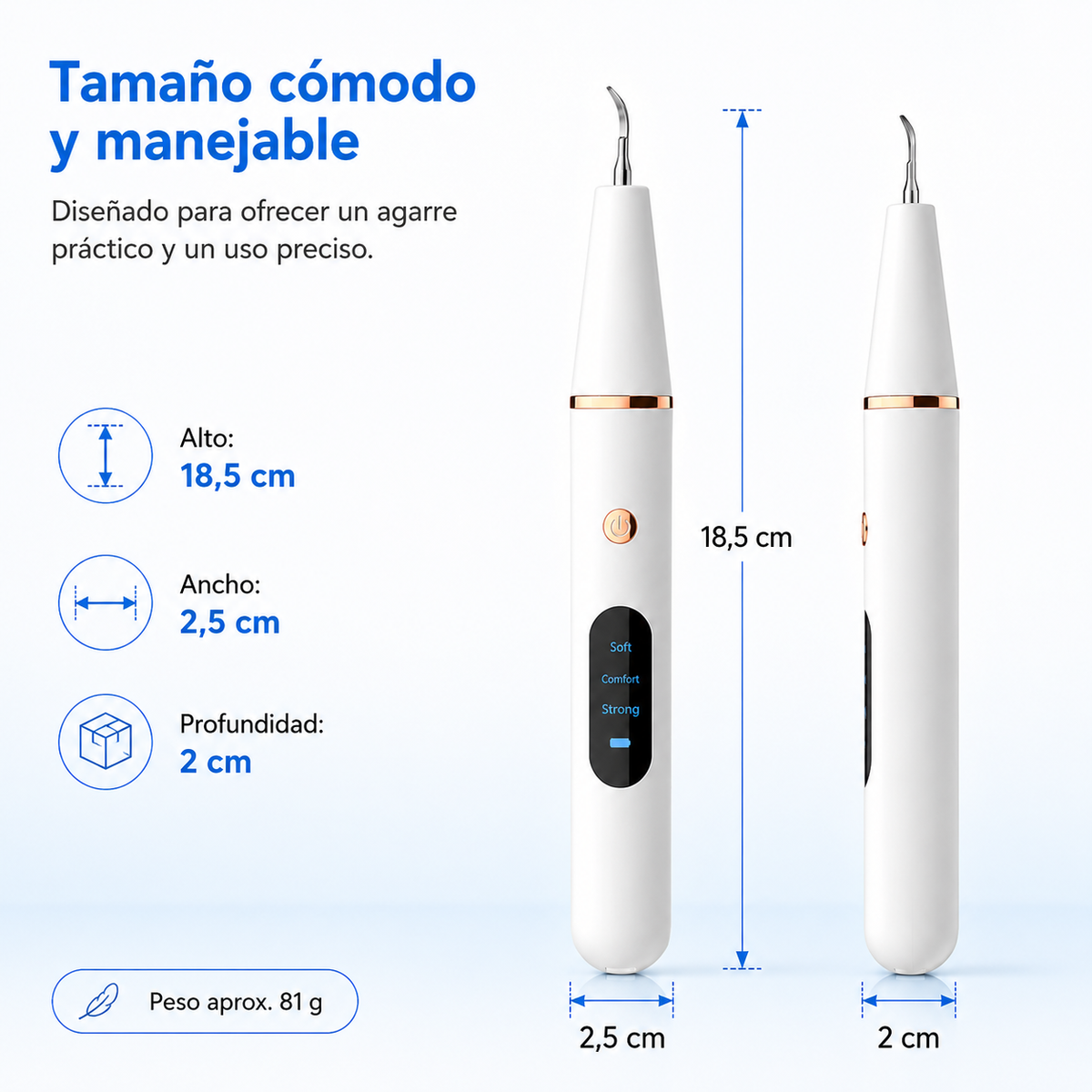 Limpiador Dental Ultrasónico Recargable de 38 kHz con Luz LED