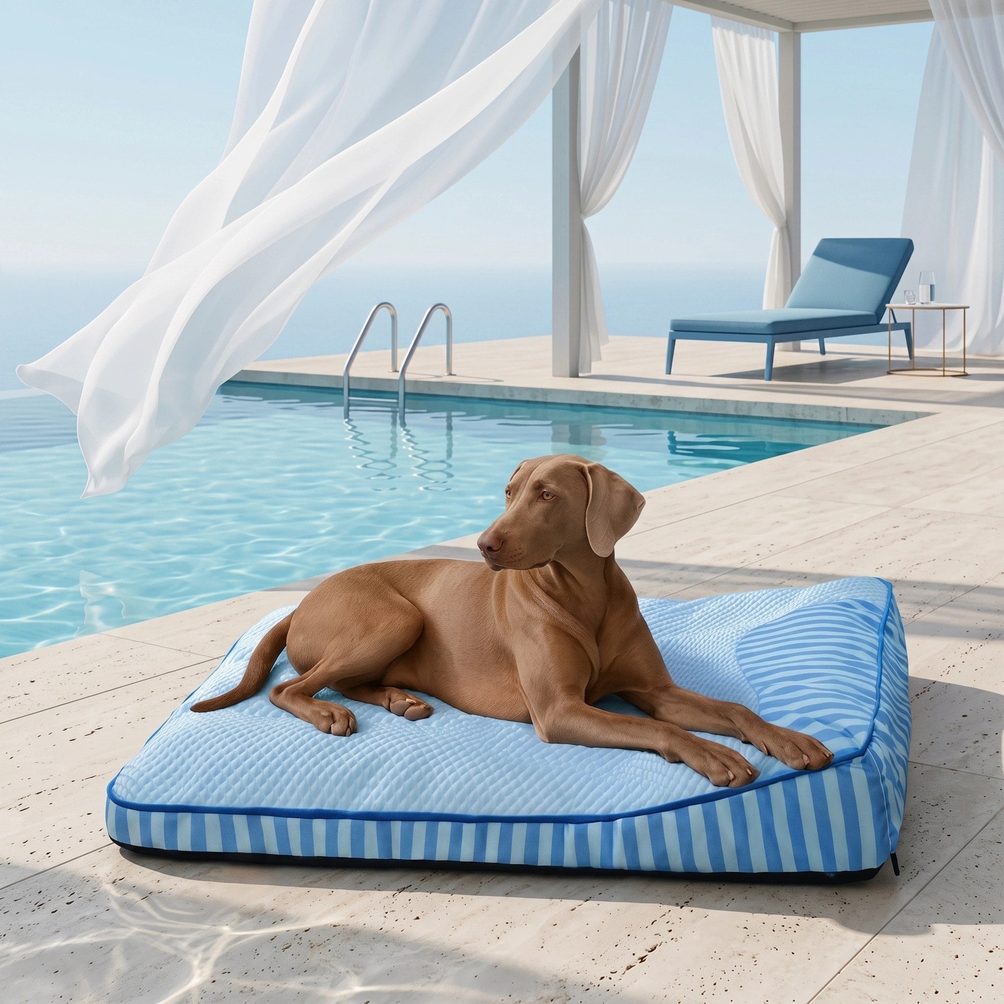 Cama ortopédica refrescante para perros azul - bordes elevados y superficie transpirable