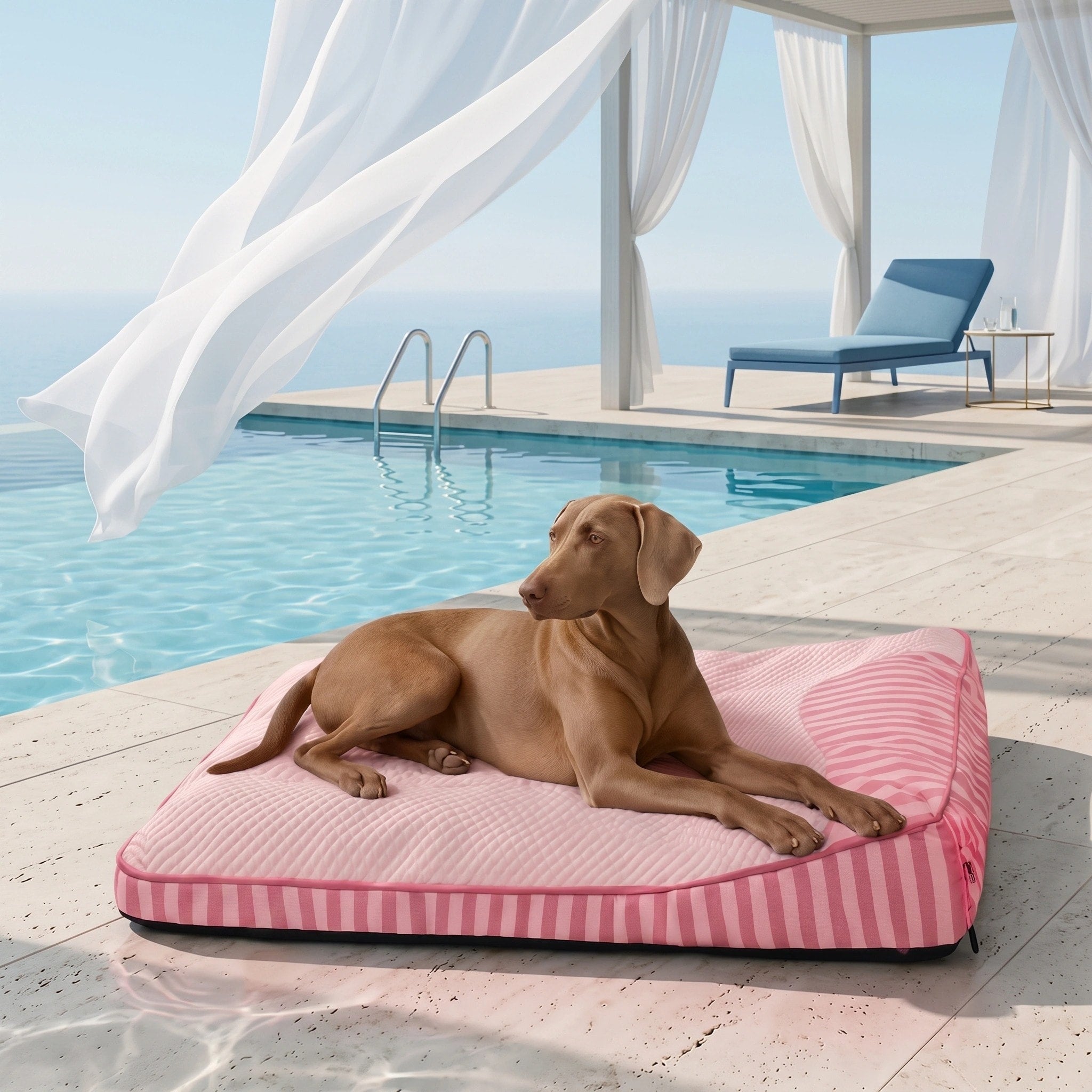Cama para perros refrescante rosa - bordes acolchados y base antideslizante