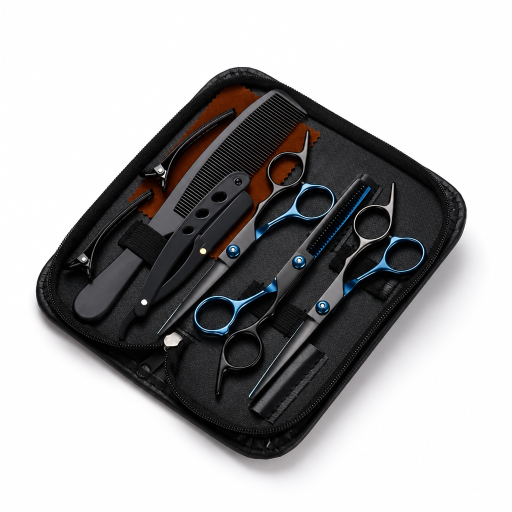 Kit de ciseaux de coiffure avec ciseaux à effiler et étui
