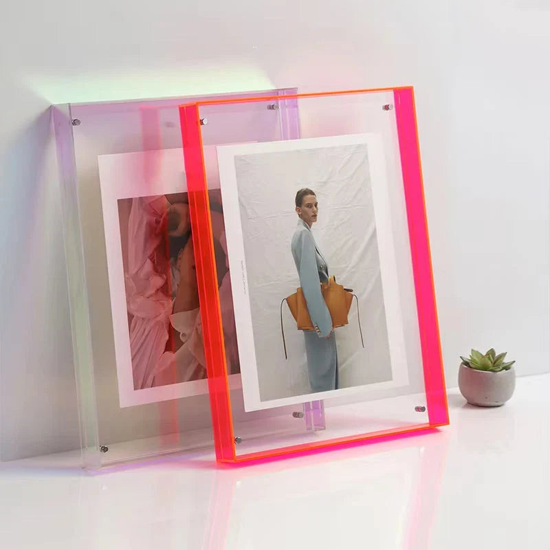 Marco de Fotos Acrílico de Doble Capa para Pared o Mesa en 9 Colores y 5 Tamaños