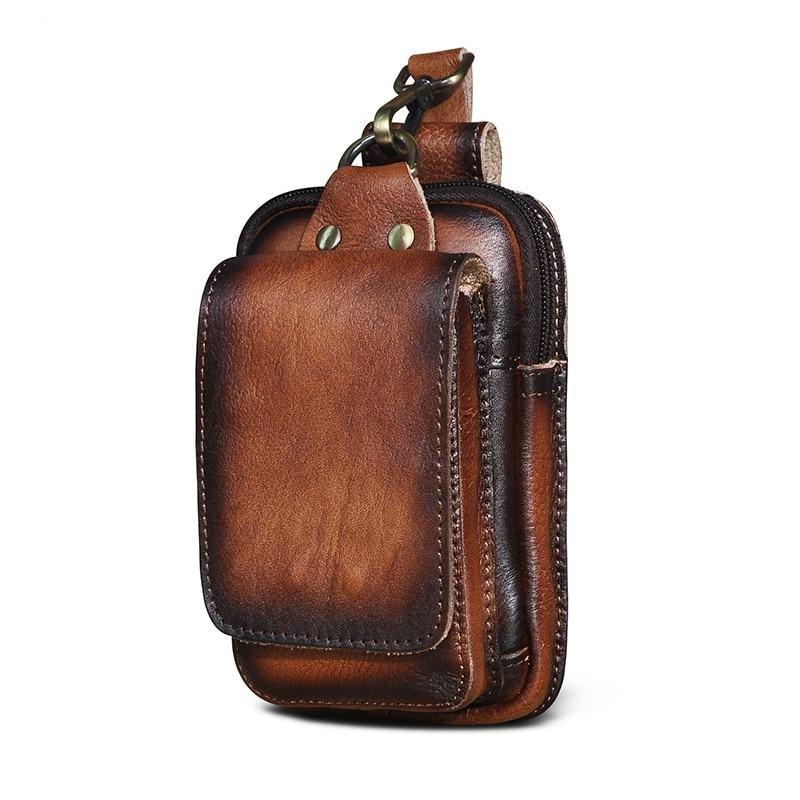 Riñonera de Cuero Genuino para Hombre con Correa Ajustable