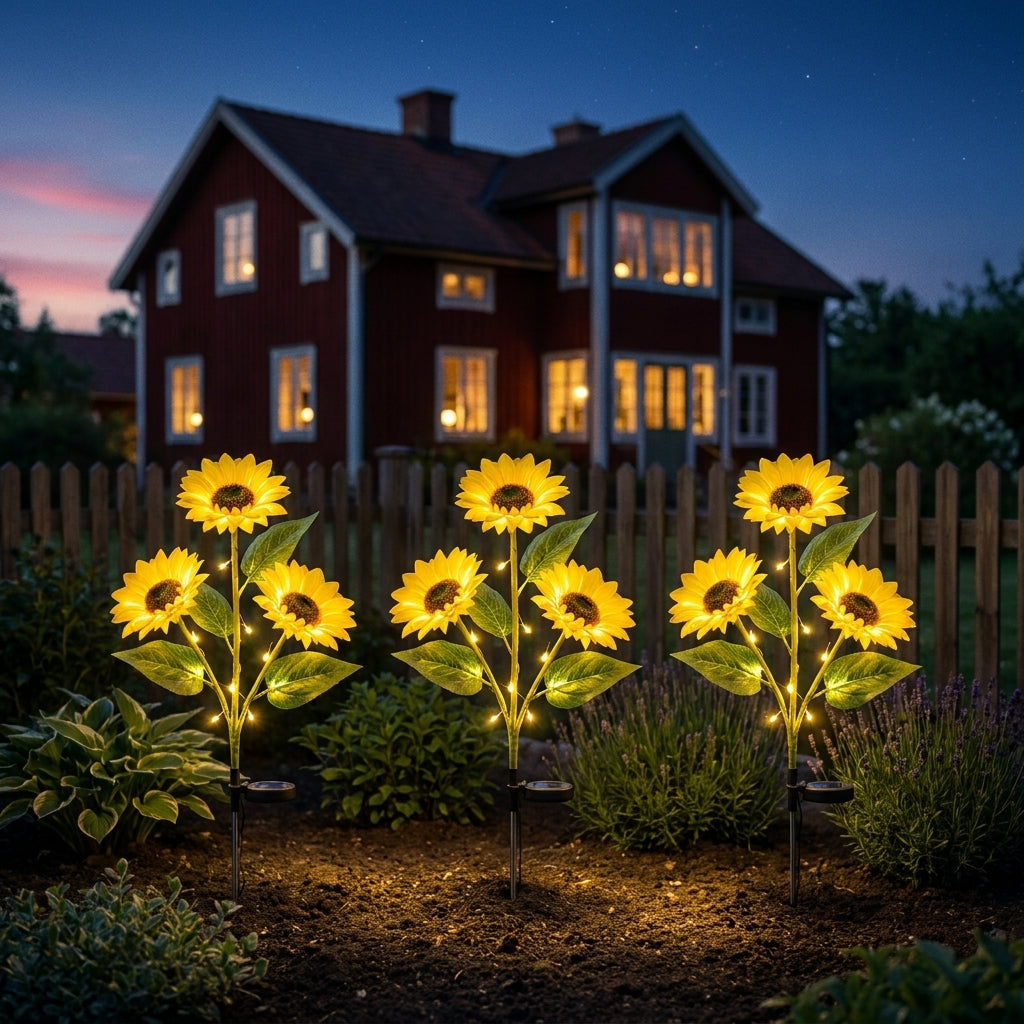FloraGirasol — Lámpara Solar de Jardín en Forma de Girasol