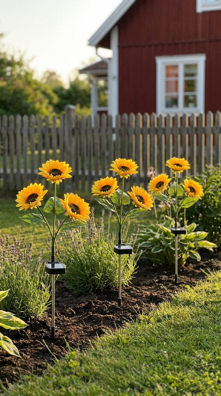 FloraGirasol — Lámpara Solar de Jardín en Forma de Girasol