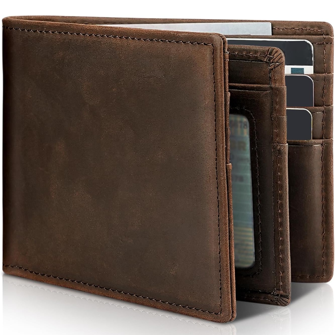 Heren Bifold Echt Leer RFID Blokkerende Portemonnee - StitchCraft