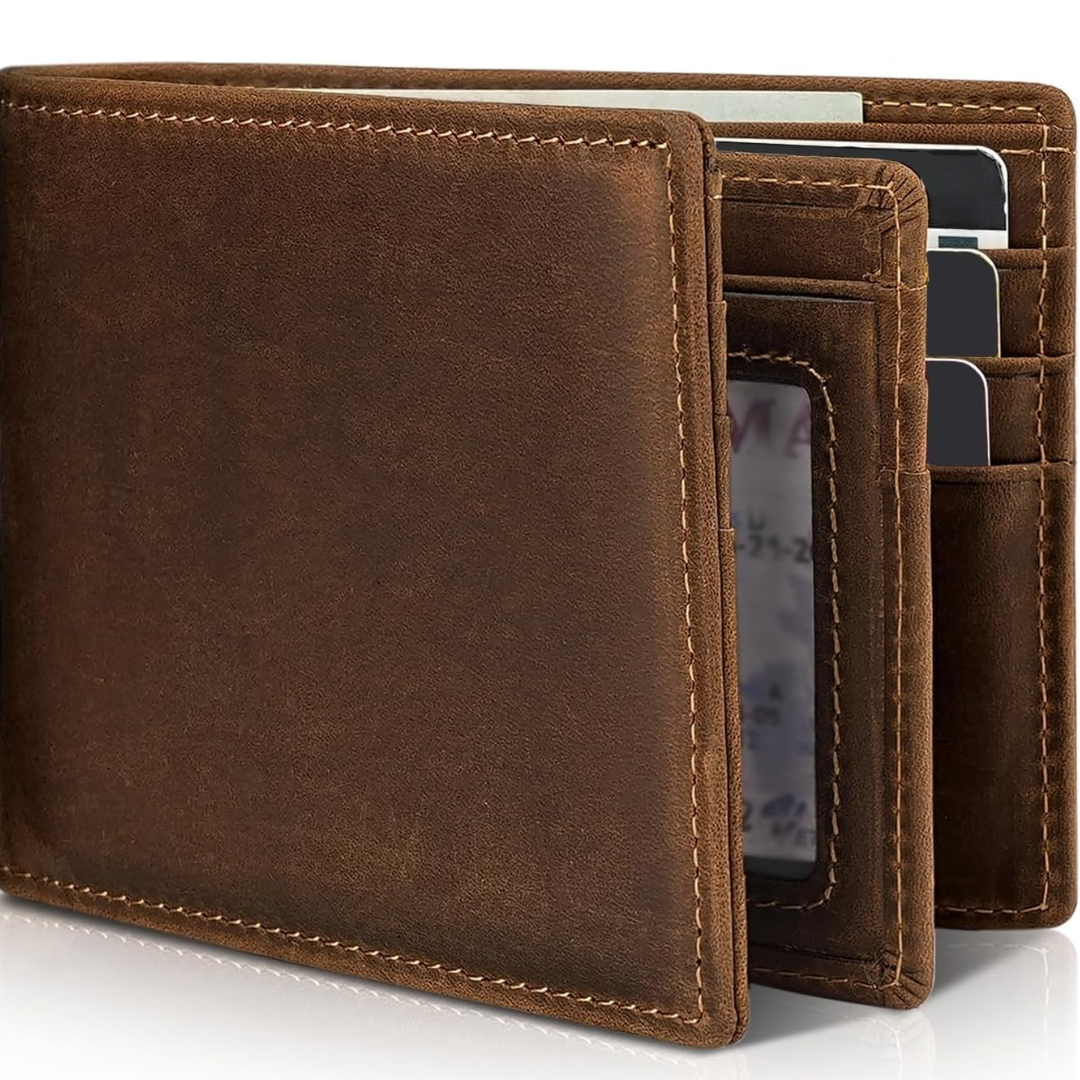 Heren Bifold Echt Leer RFID Blokkerende Portemonnee - StitchCraft