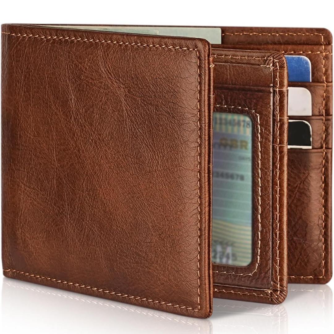 Heren Bifold Echt Leer RFID Blokkerende Portemonnee - StitchCraft