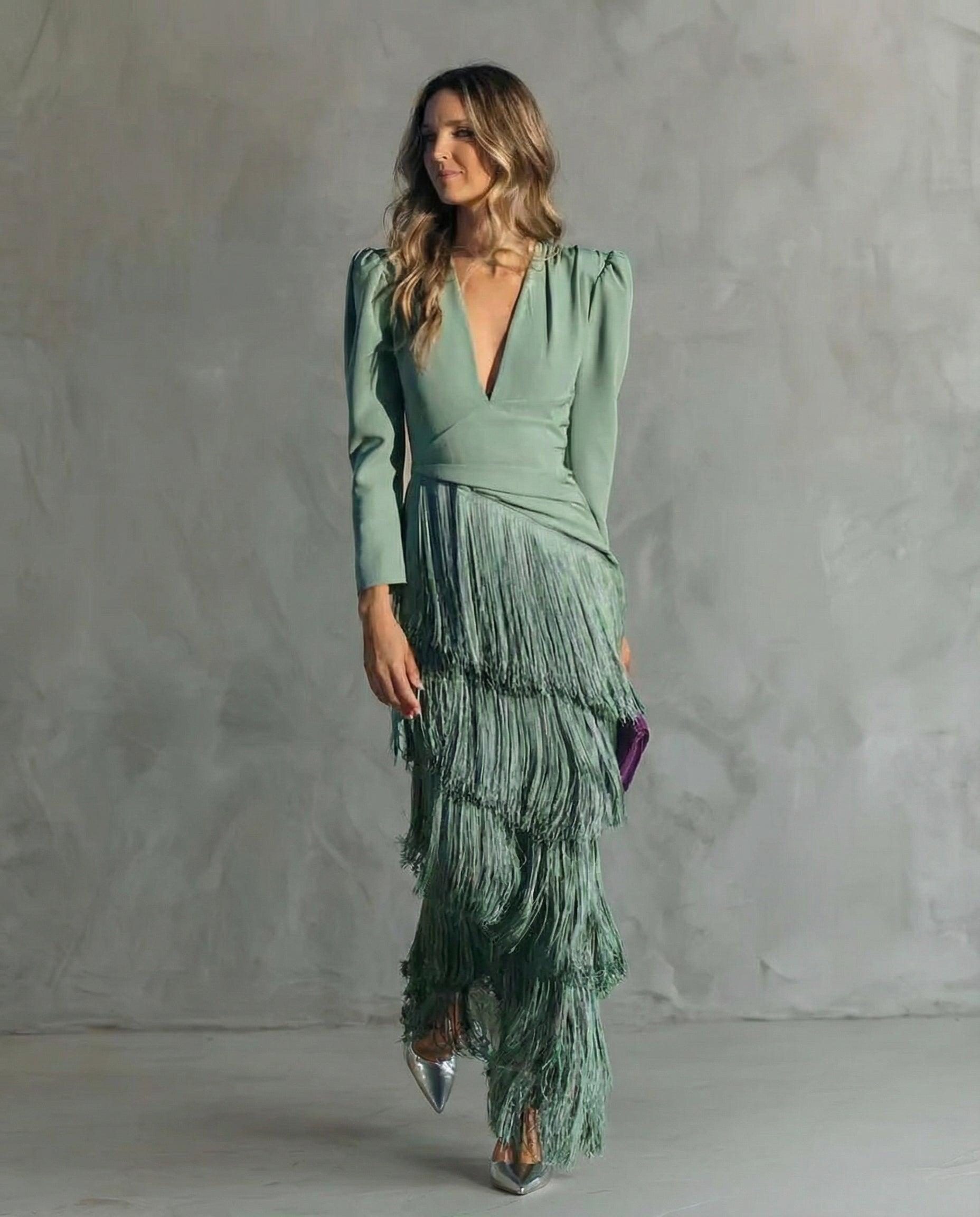 Vestido Midi con Flecos para Mujer | Estilo Sofisticado y Fluido