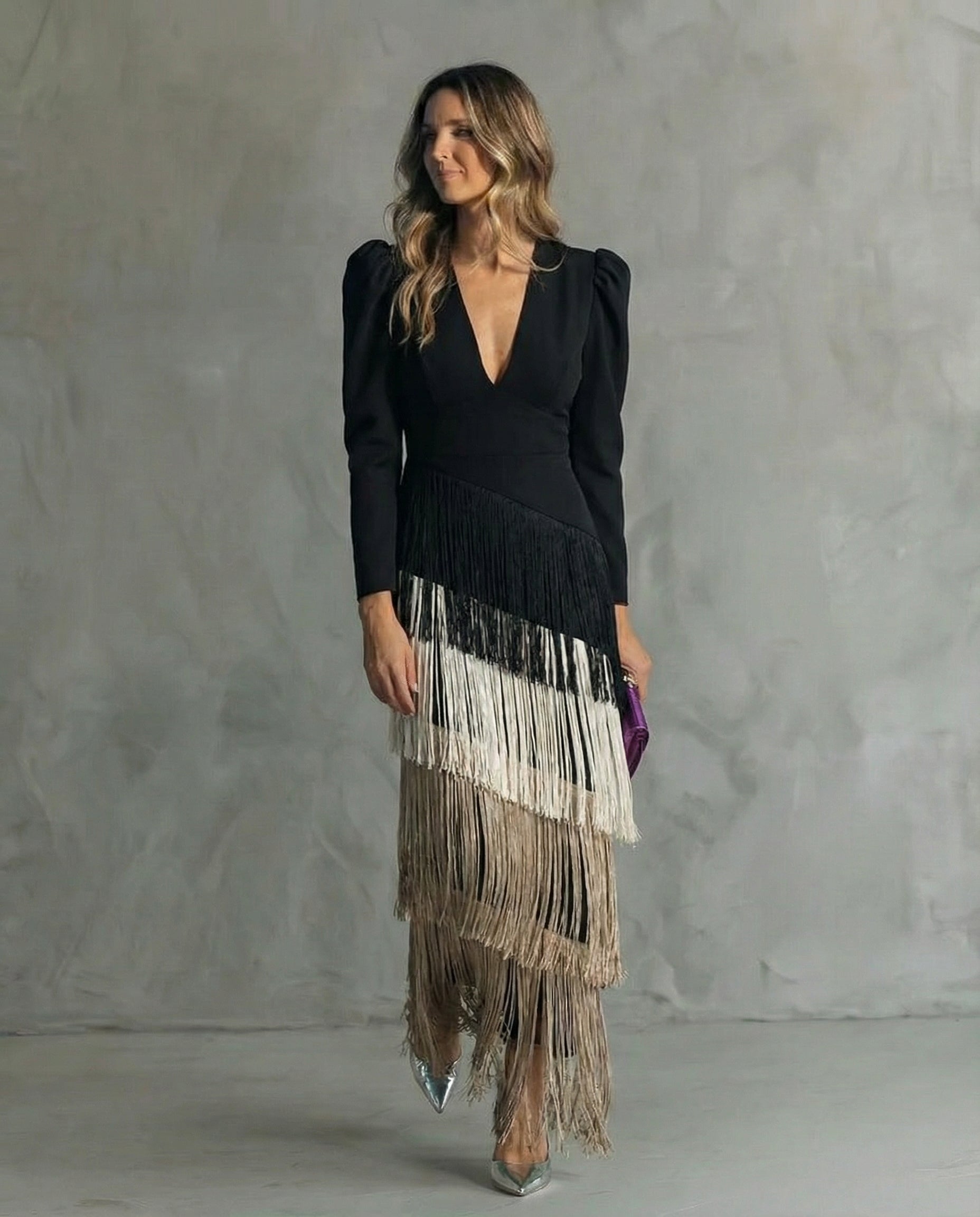 Vestido Midi con Flecos para Mujer | Estilo Sofisticado y Fluido