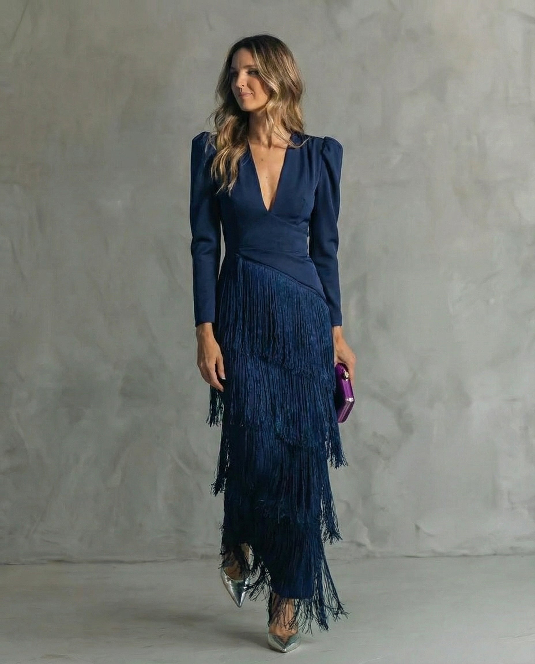 Vestido Midi con Flecos para Mujer | Estilo Sofisticado y Fluido