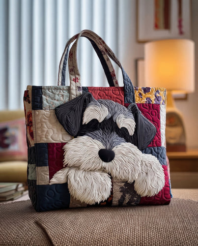 Bolso Tote Artesanal | Diseño Schnauzer en Tonos Claros