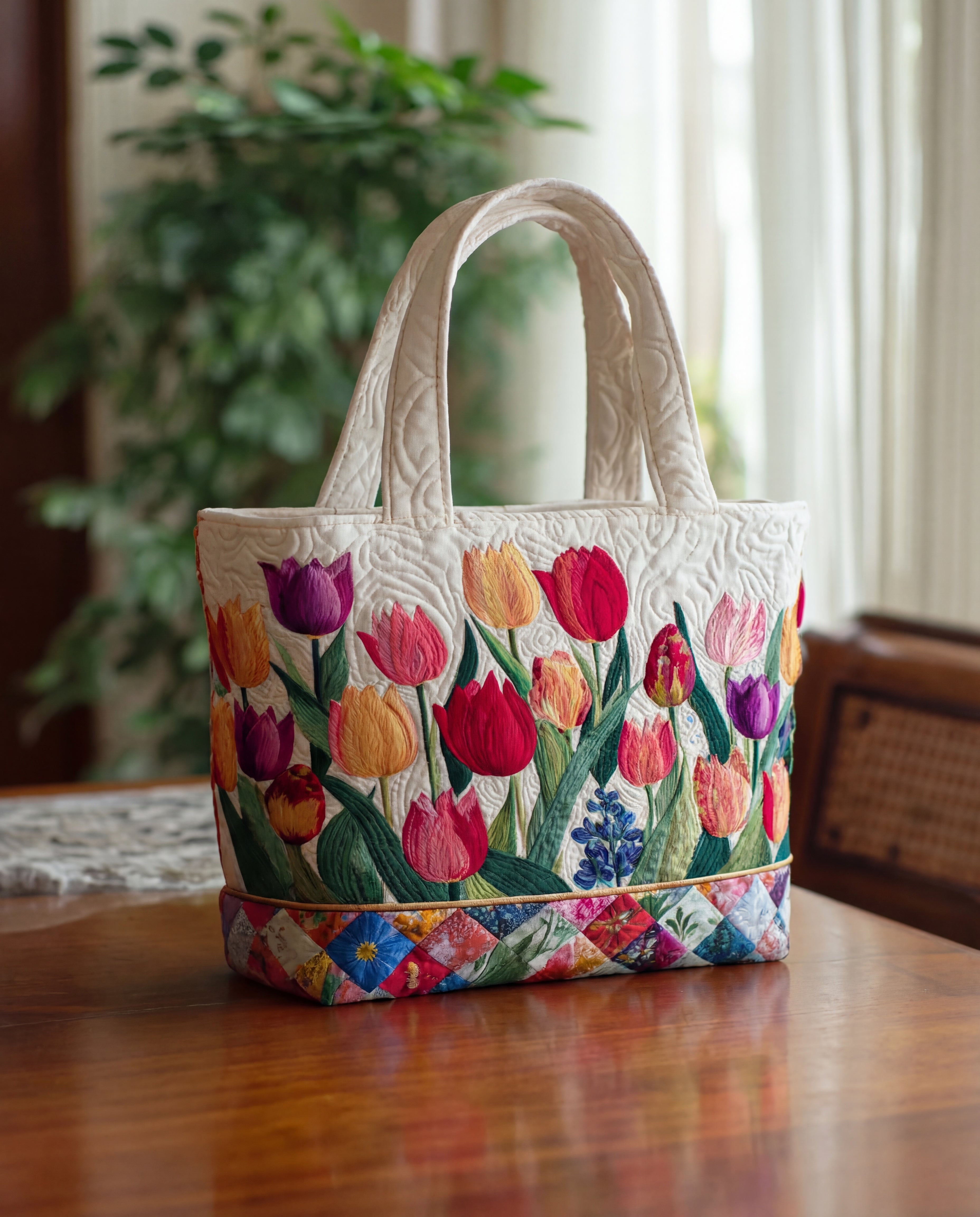 Bolso Tote Artesanal | Motivo de Tulipán