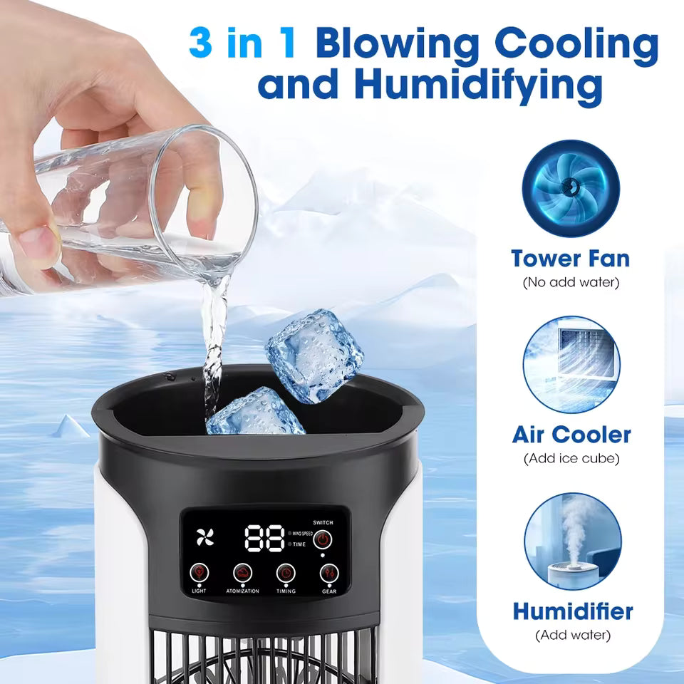 Ventilador torre evaporativo con humidificador - panel táctil fácil de usar