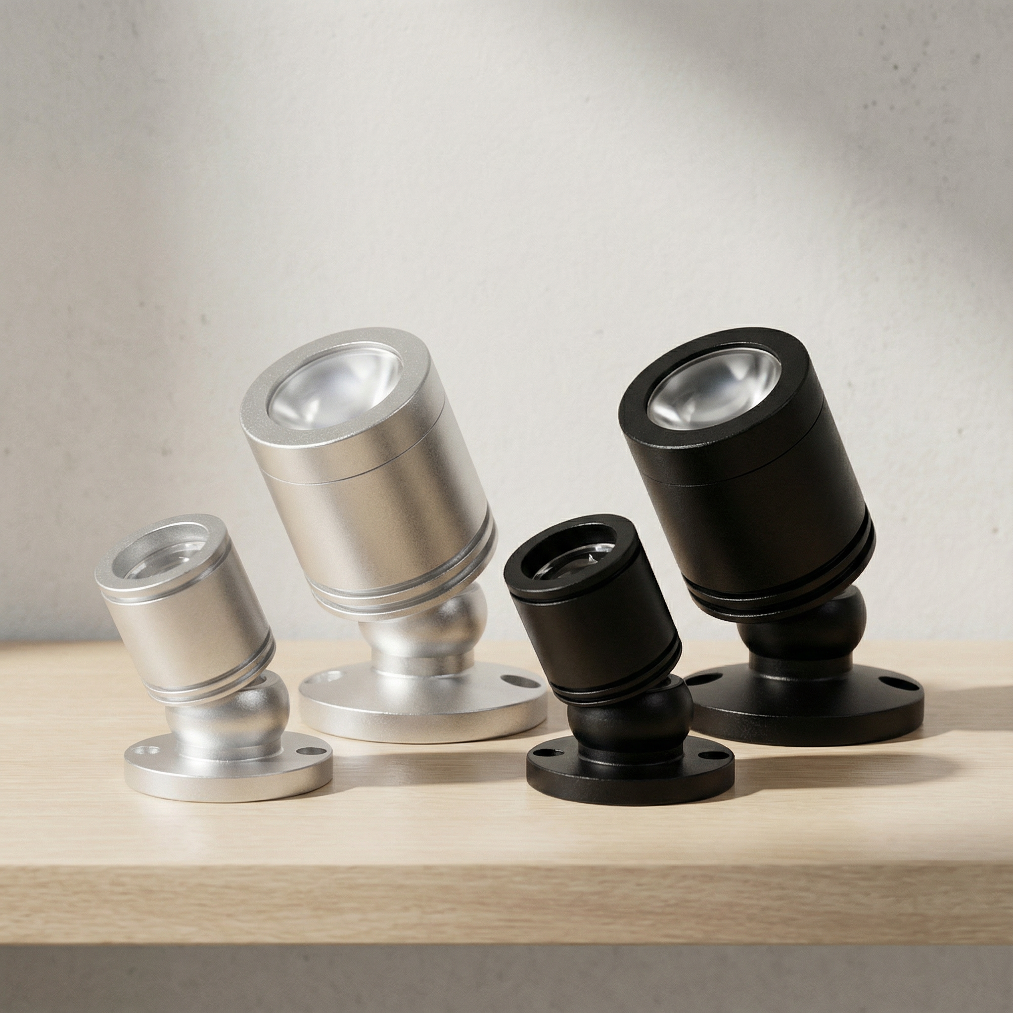 Mini foco LED con conexión USB – Luz de acento ajustable en blanco cálido y frío, ángulo de haz de 30°, acabado en aluminio