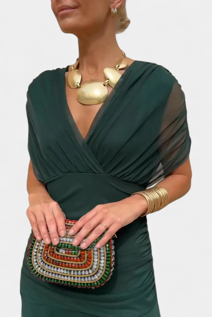 Vestido Largo para Mujer | Escote en V y Diseño Sofisticado