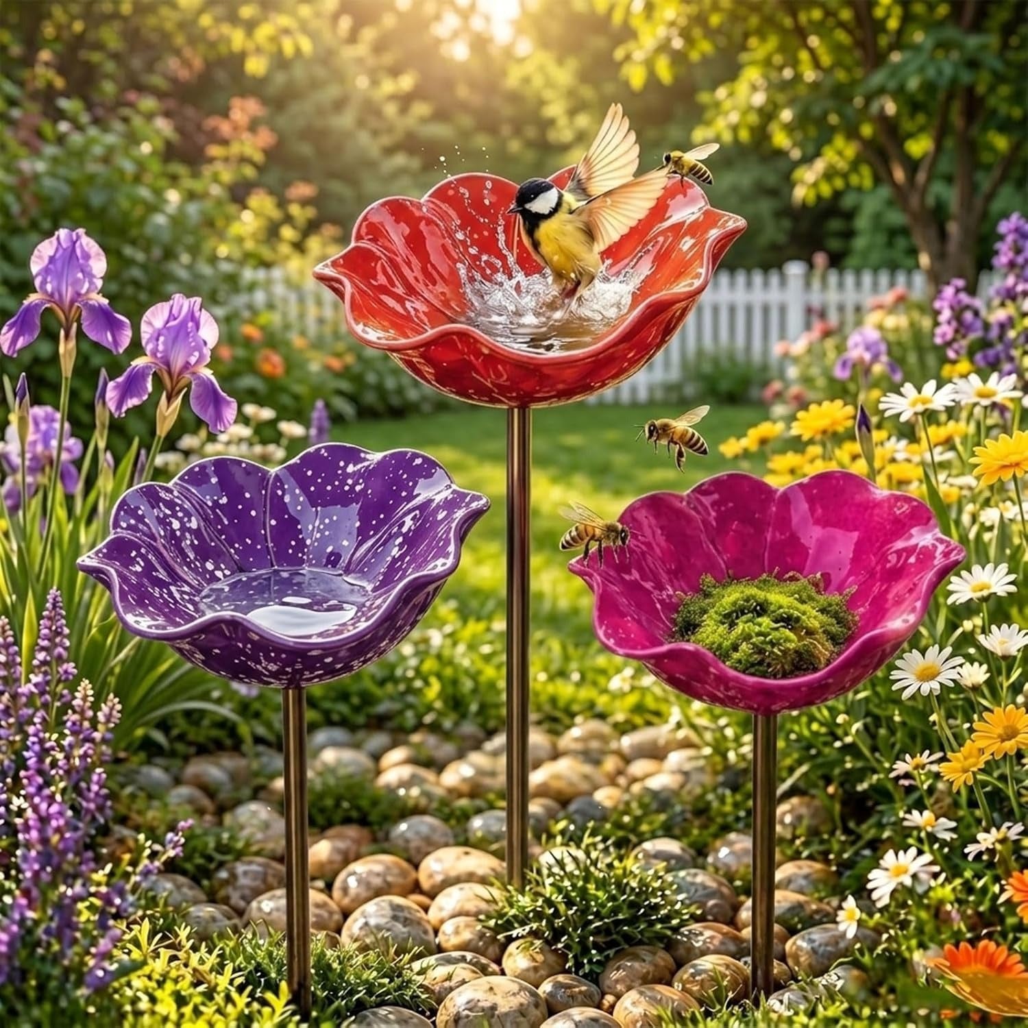 Bebedero Floral Artesanal para Pájaros – Dale Vida a tu Jardín