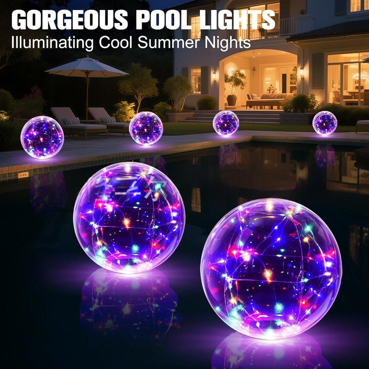 Lámpara Solar Flotante para Piscina y Jardín con 4 Colores de Luz