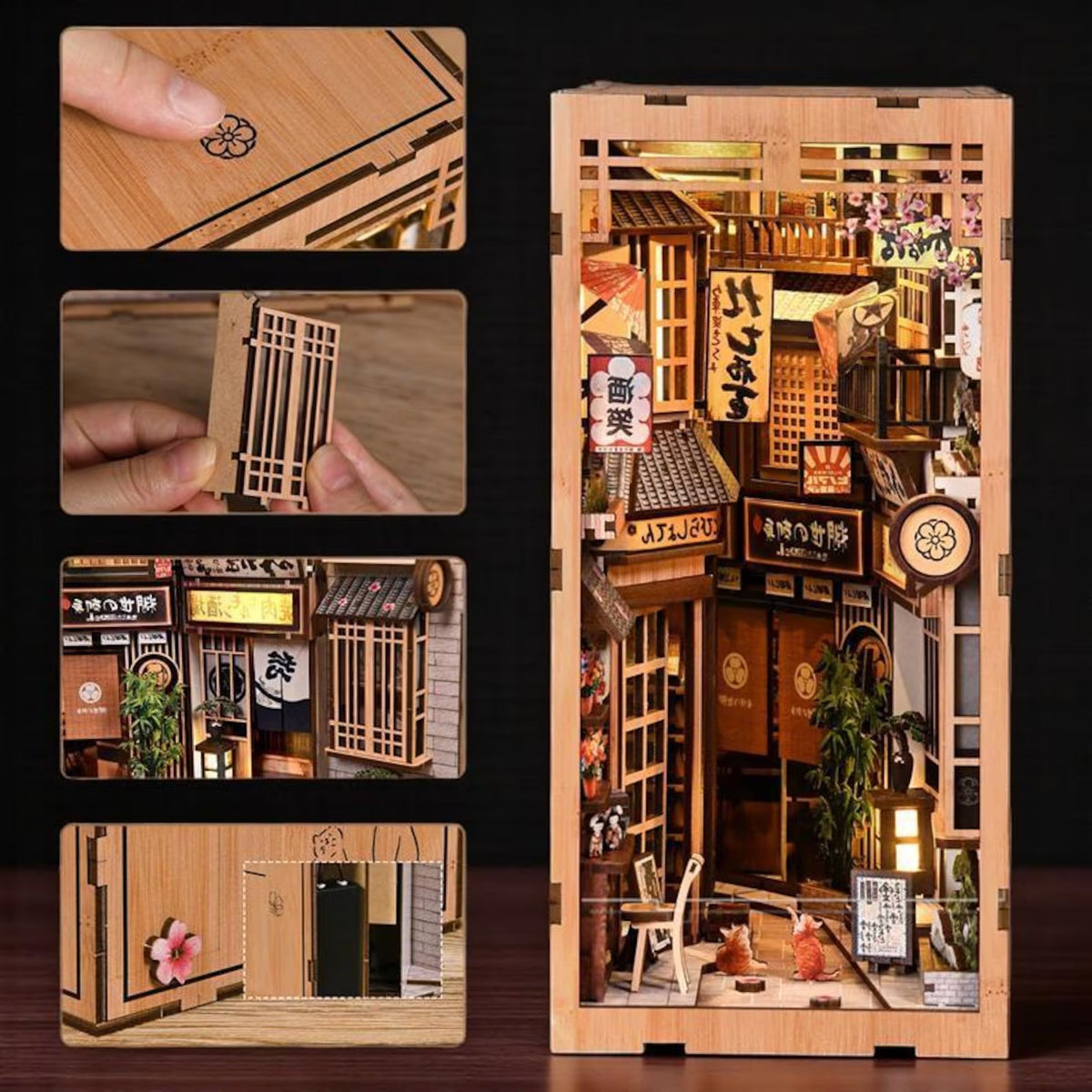 Callejón de los Gatos – Book Nook Japonés DIY con Luz LED