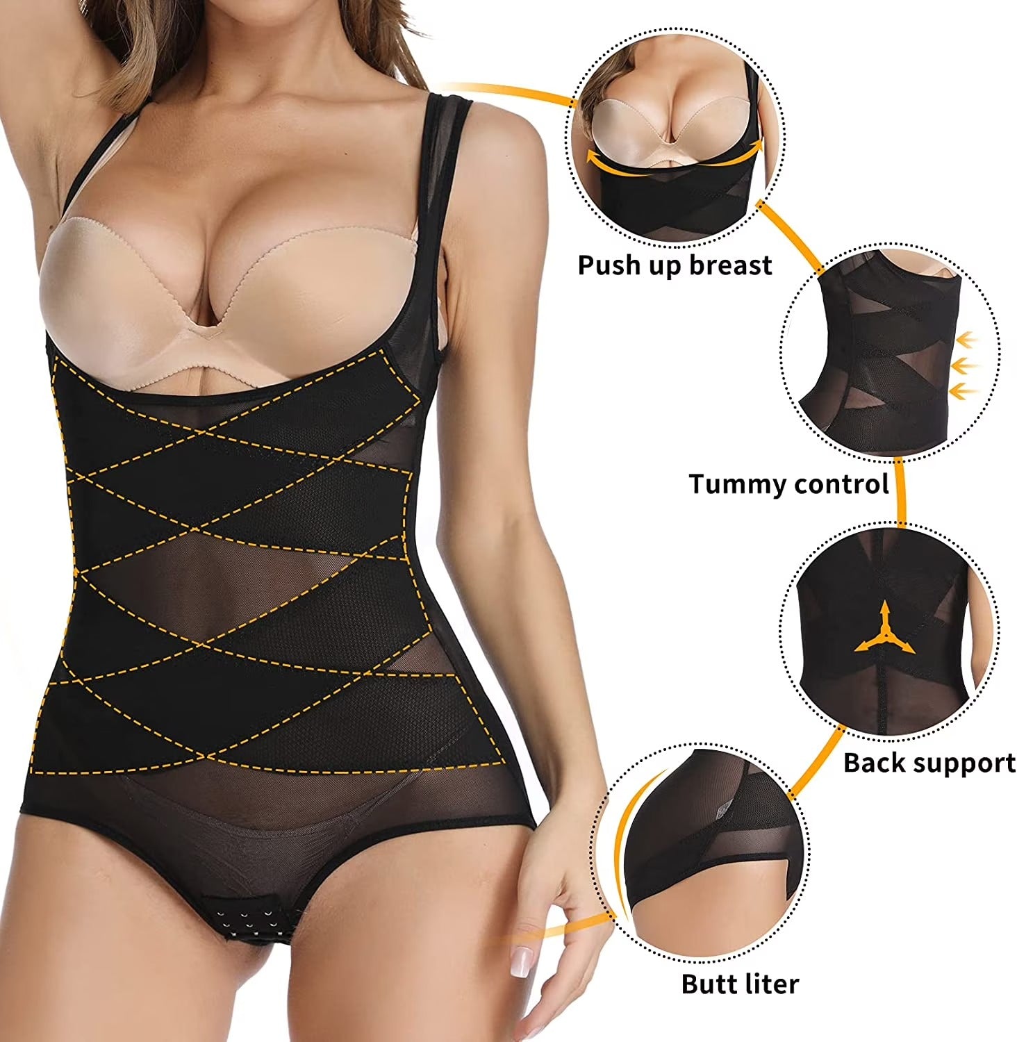 Body Shapewear Moldeador sin Costuras para Mujer Efecto Vientre Plano
