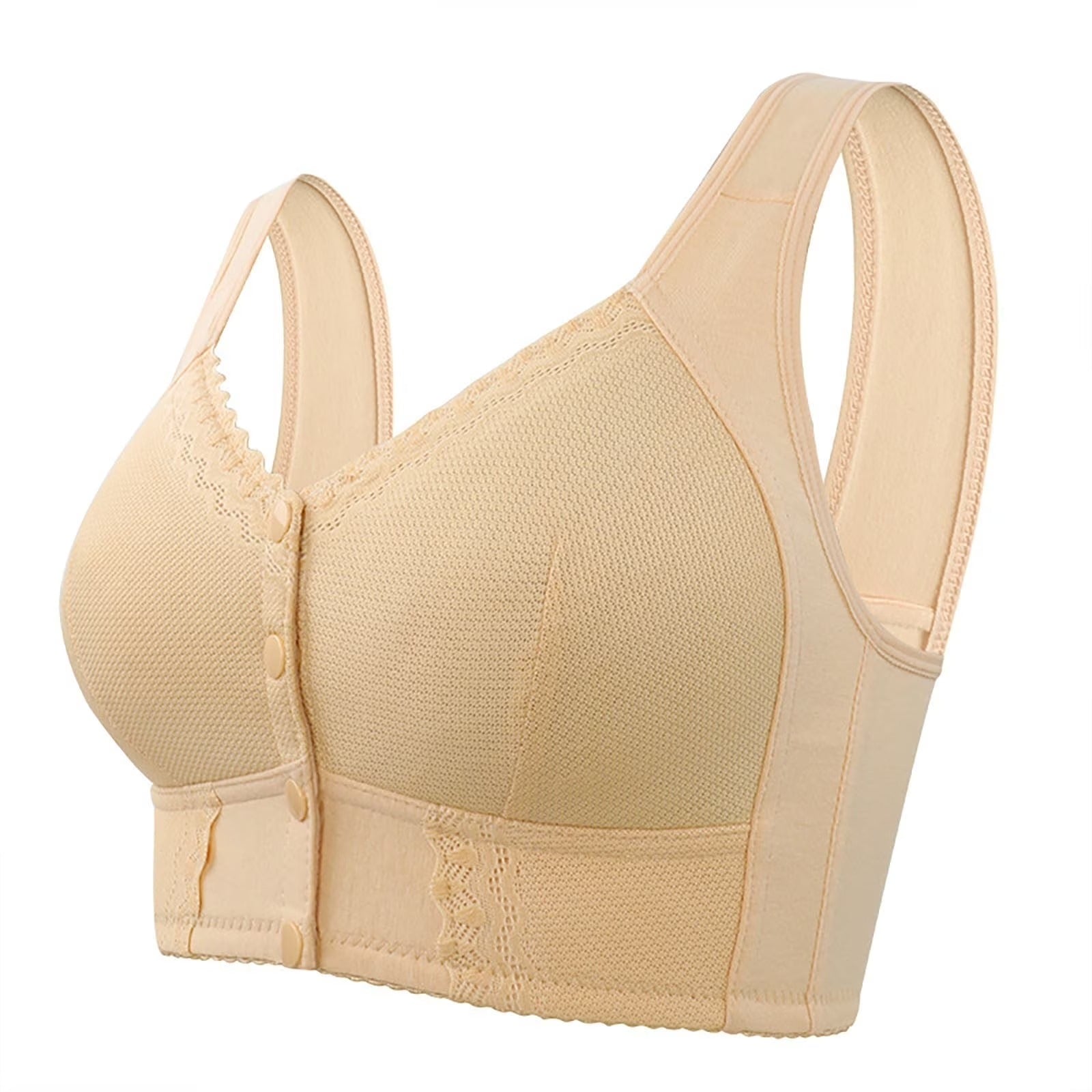Soutien-gorge sans armatures avec fermeture frontale pour femme en coton doux