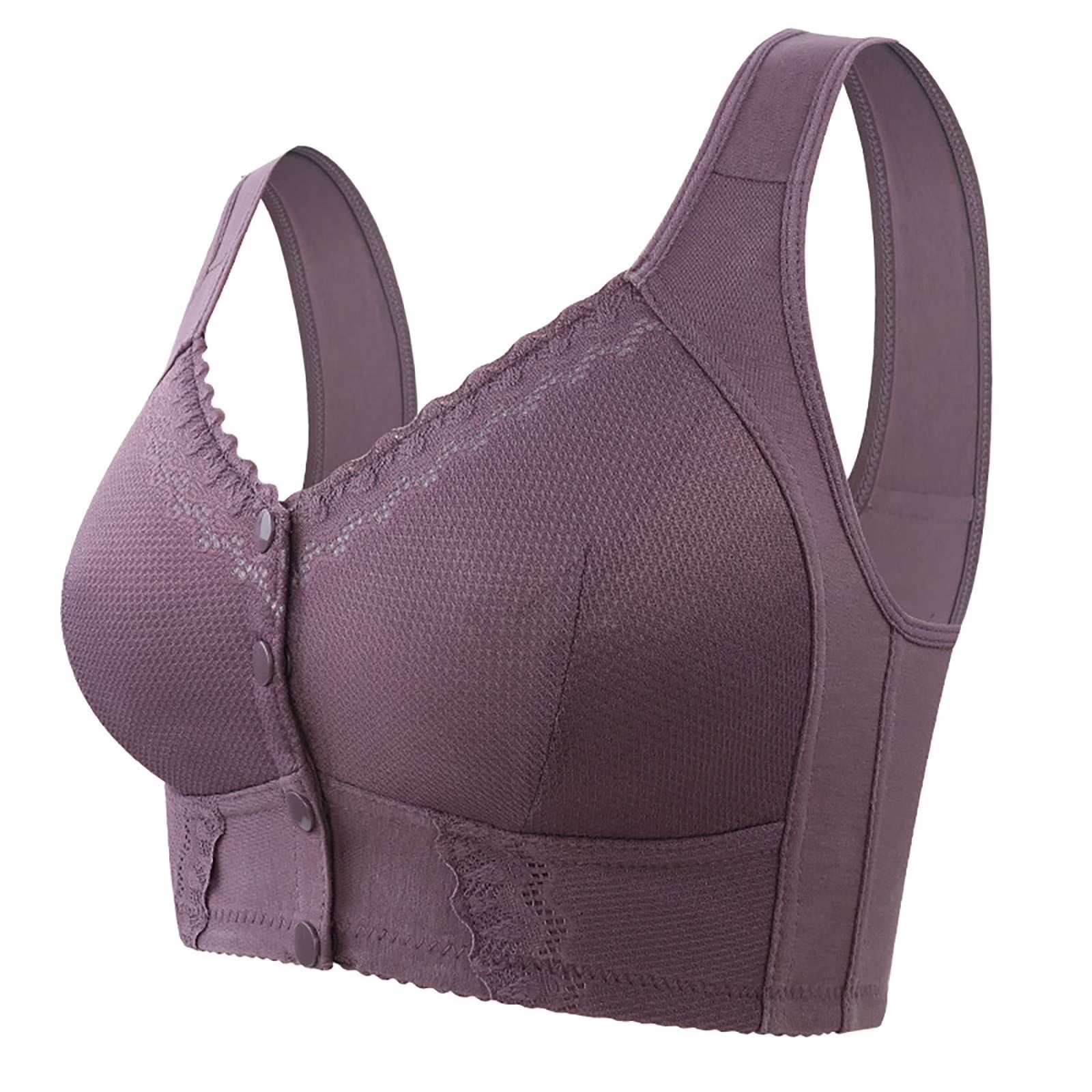 Soutien-gorge sans armatures avec fermeture frontale pour femme en coton doux