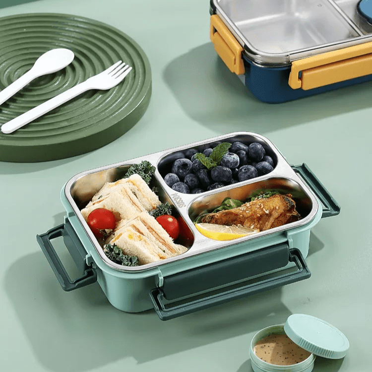 Compacte lunchbox met vakken en transparant deksel