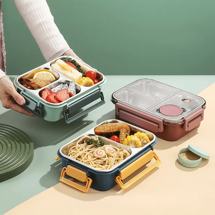Compacte lunchbox met vakken en transparant deksel