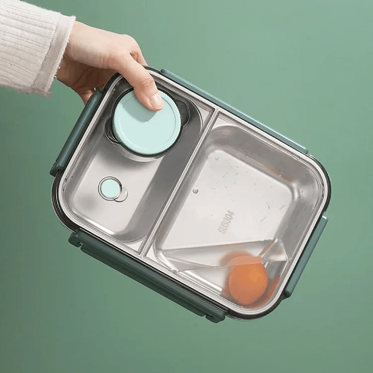 Compacte lunchbox met vakken en transparant deksel