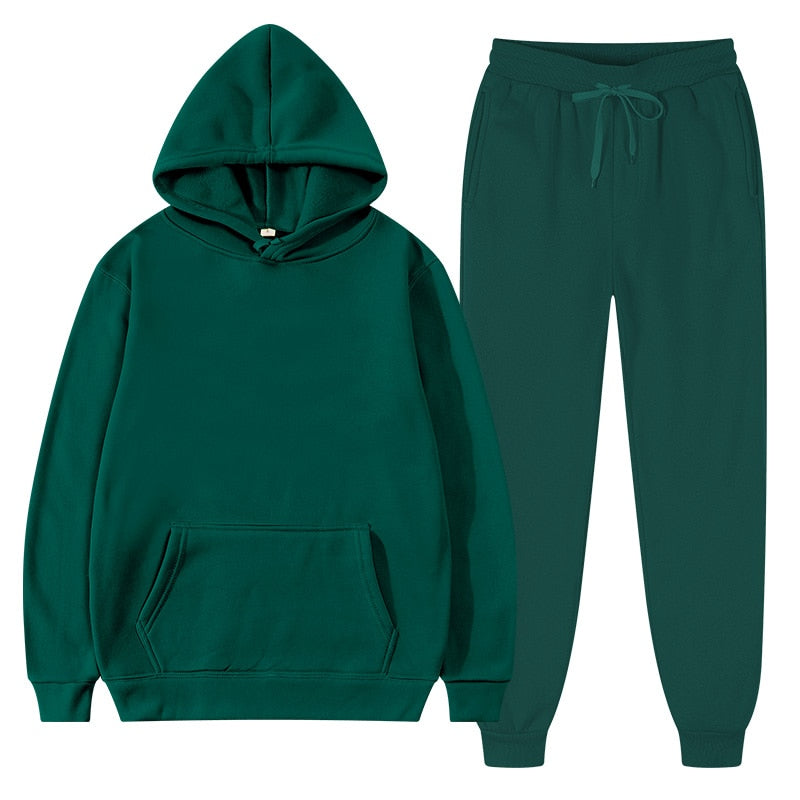 Ensemble de survêtement unisexe deux pièces avec sweat à capuche et pantalon