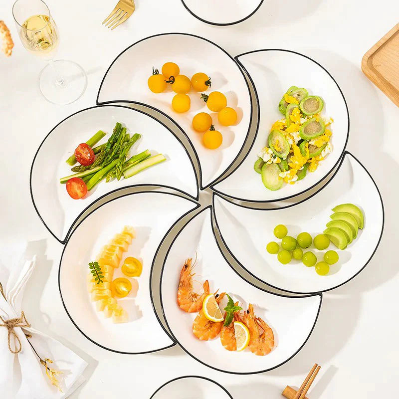 Lunar Luxe: set de platos de cerámica en forma de luna de 5 piezas