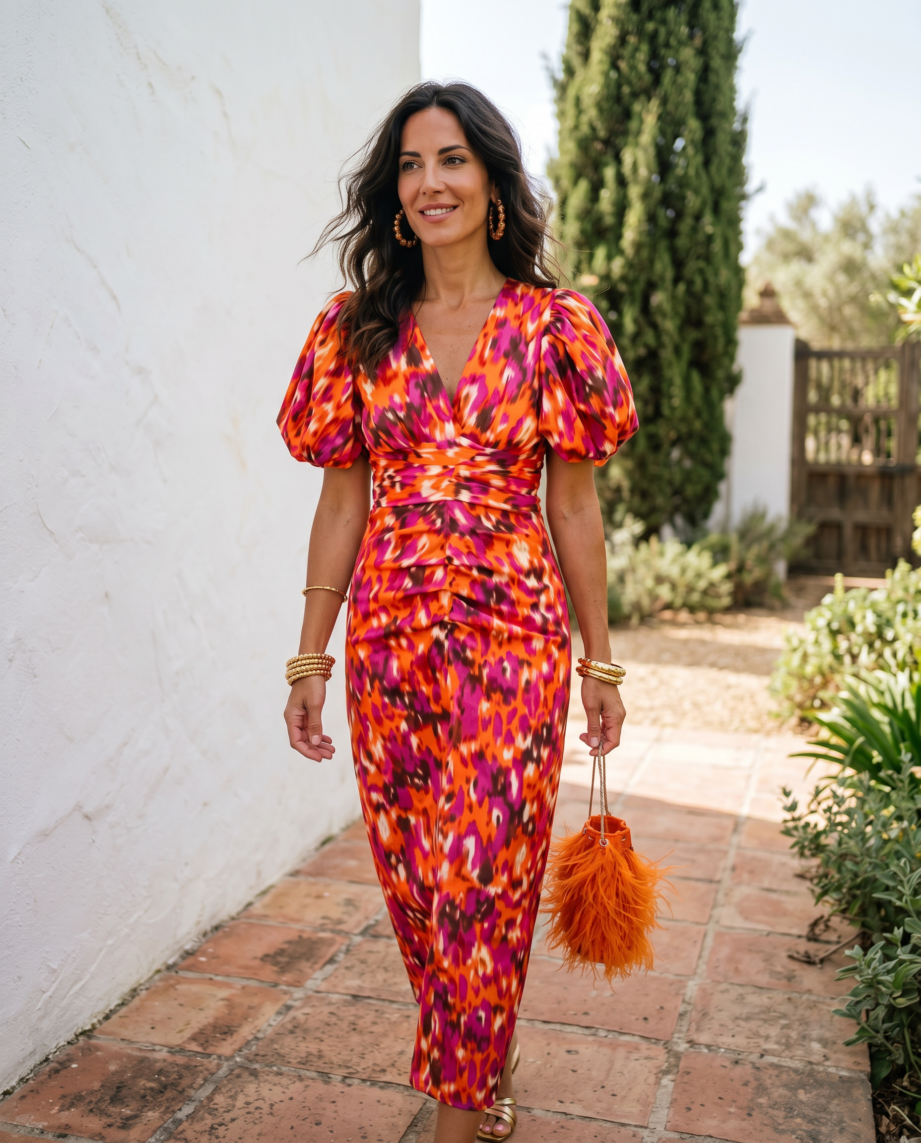 Noa | Vestido Midi con Mangas Abullonadas