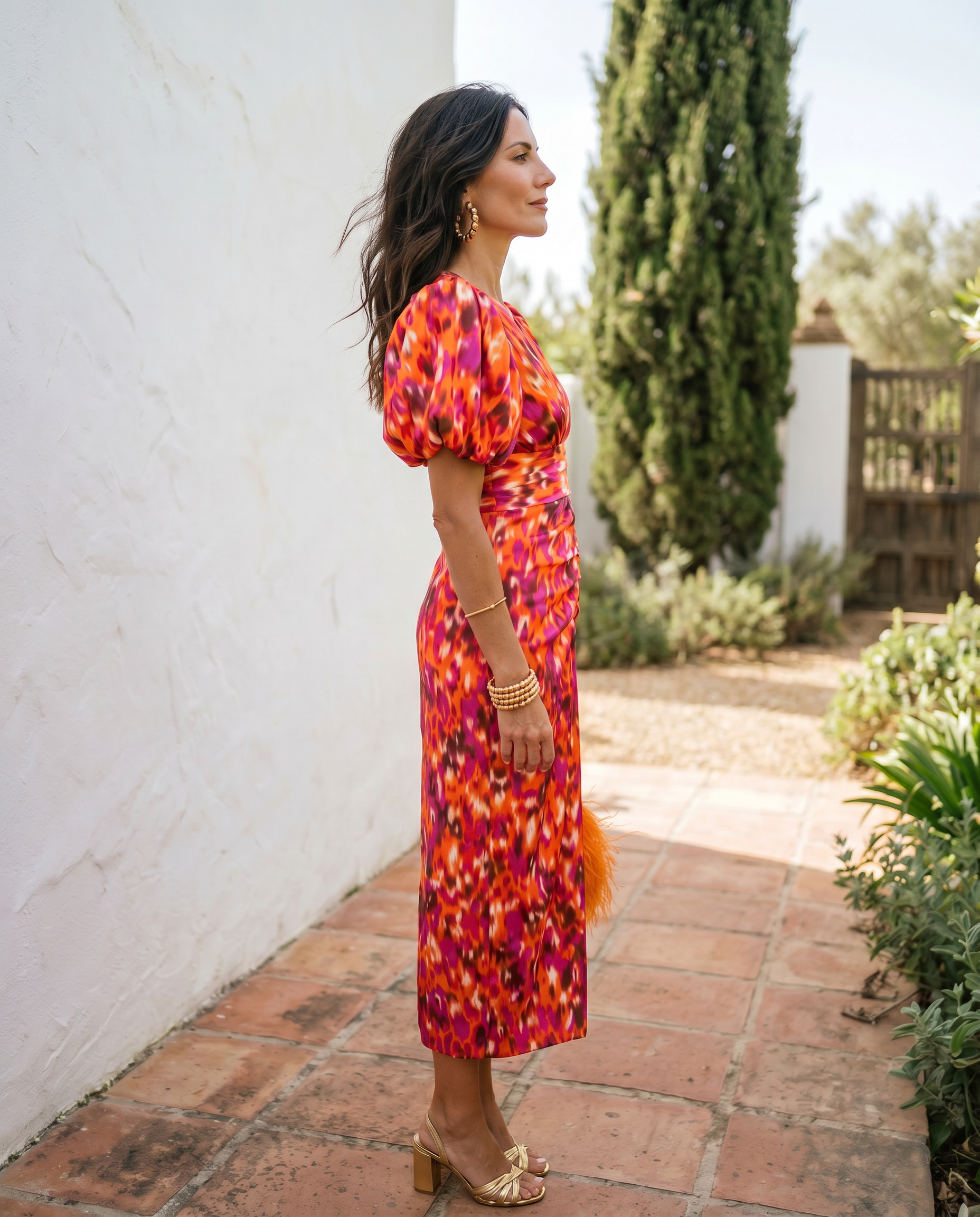 Noa | Vestido Midi con Mangas Abullonadas